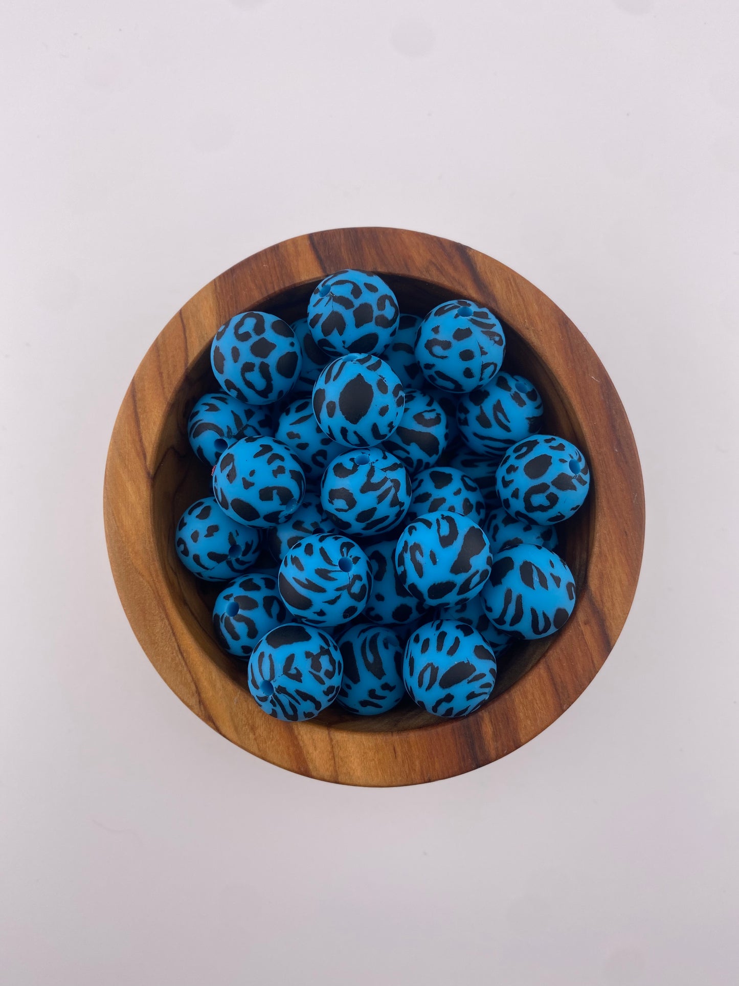 Exclusive Blue Cheetah 15mm silicone bead