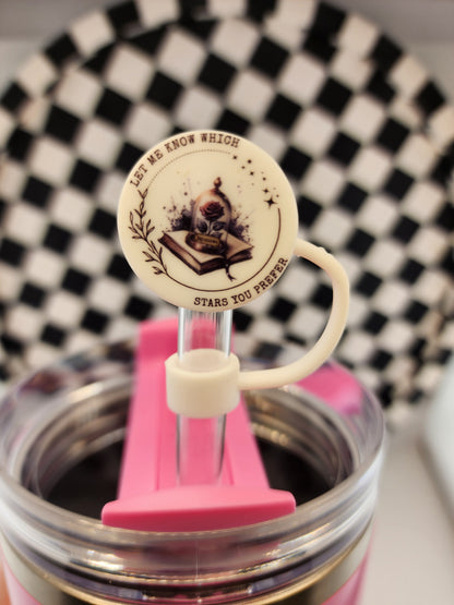 Custom silicone tumbler straw toppers smut good girl reading booktok