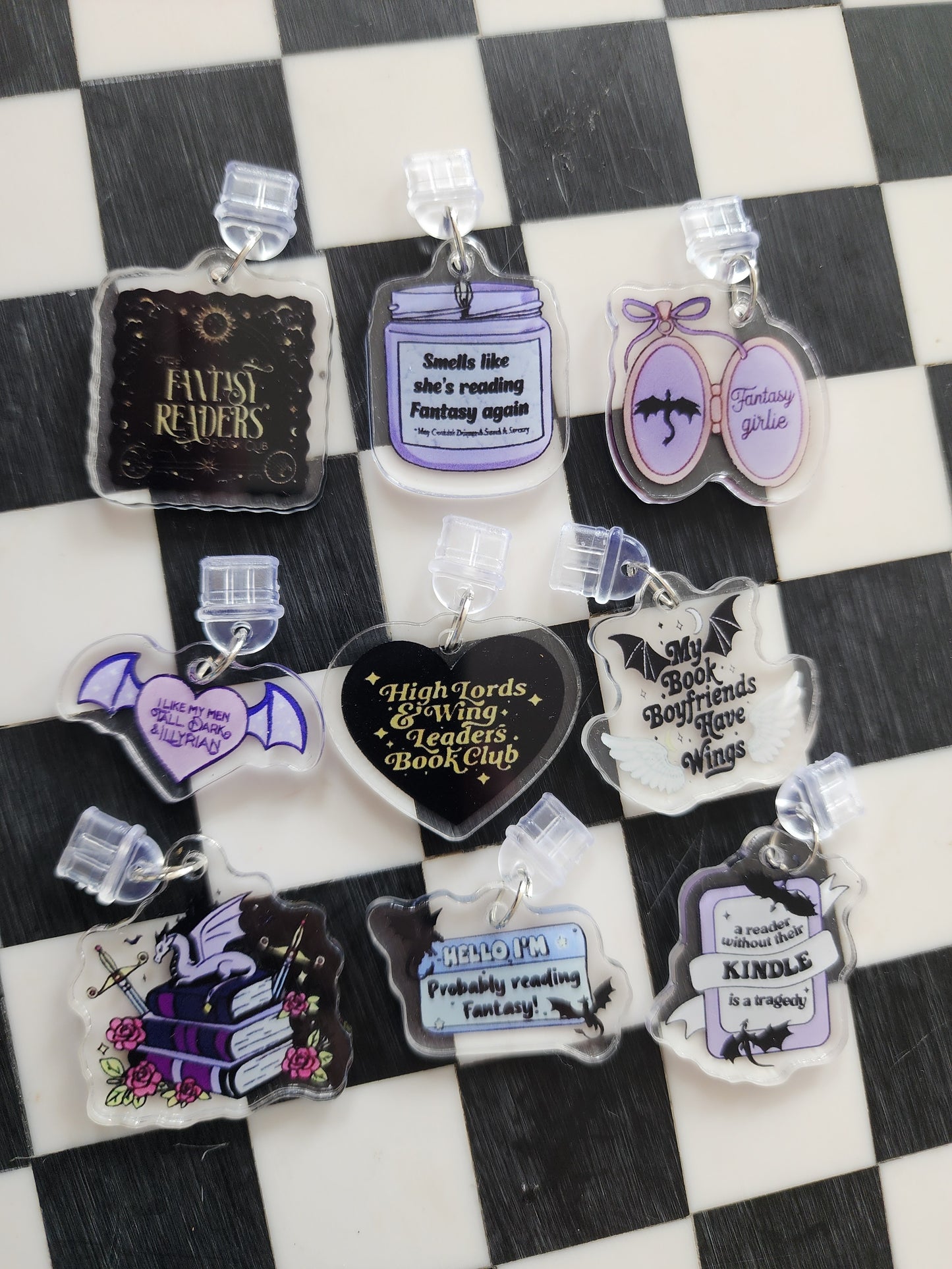 Book romantasy fantasy smut book worm booktok acrylic USB port dust plug charm wholesale