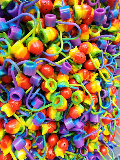 Rainbow Stripe Richard Pastel and Bright Focal and Straw Topper