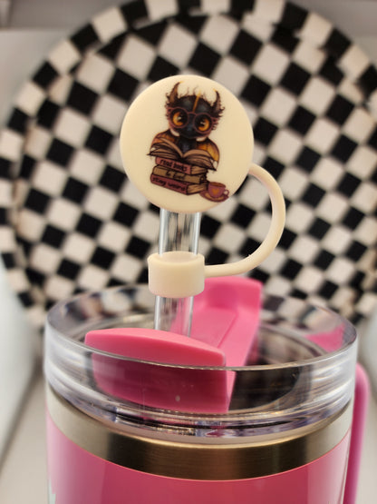 Custom silicone tumbler straw toppers smut good girl reading booktok