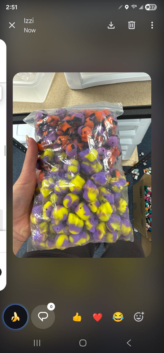 Custom for Sarah bag of skulls and 100 bloody hands beads amd box