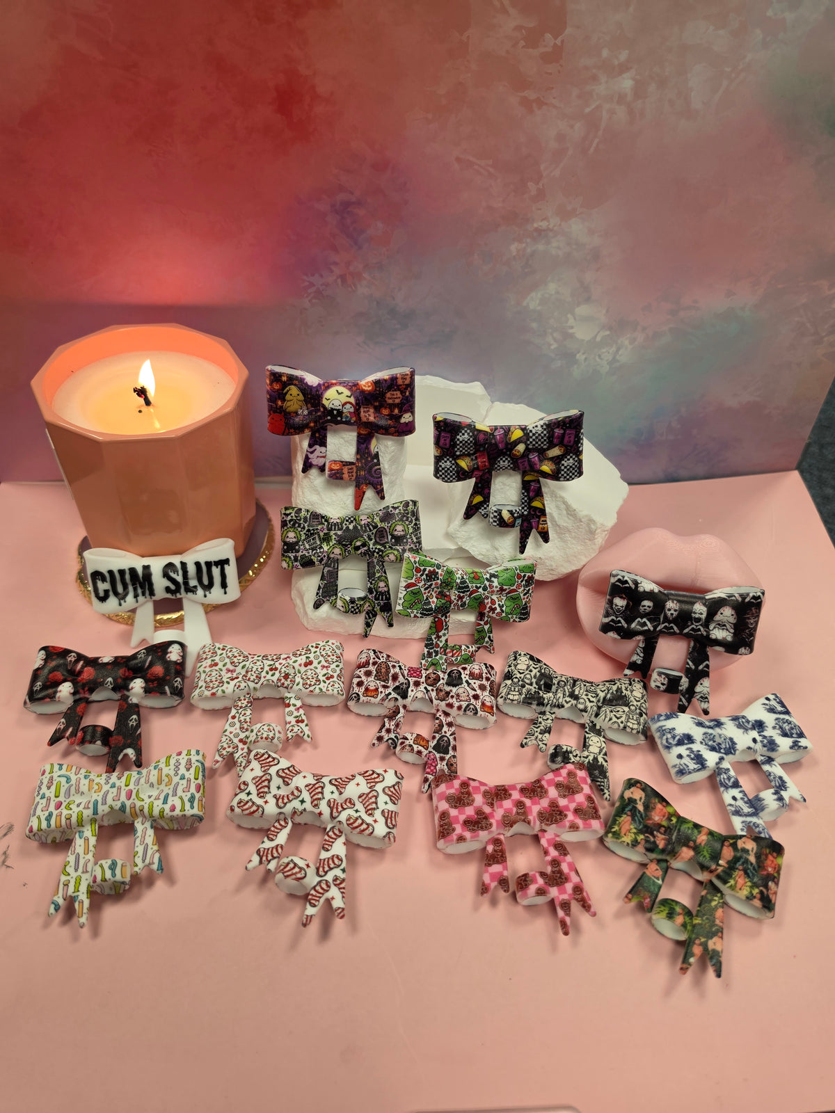Printed ©️ copyrighted Richard Silicone Bow Focal * Silicone Bow for Pens, Keychains & Straw Toppers All new Designs