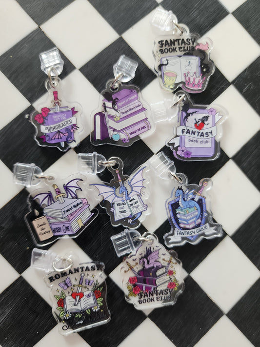 Book romantasy fantasy smut book worm booktok acrylic USB port dust plug charm wholesale