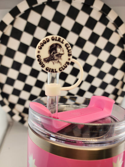 Custom silicone tumbler straw toppers smut good girl reading booktok