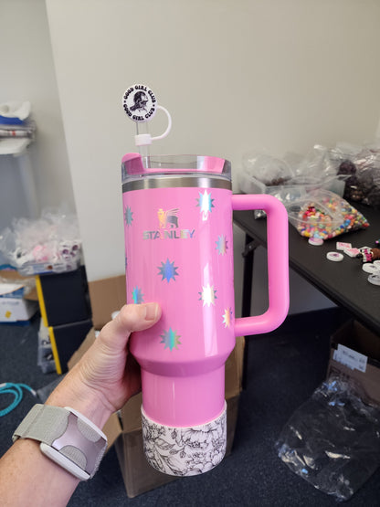 Custom silicone tumbler straw toppers smut good girl reading booktok