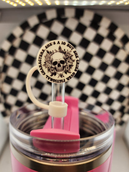 Custom silicone tumbler straw toppers smut good girl reading booktok