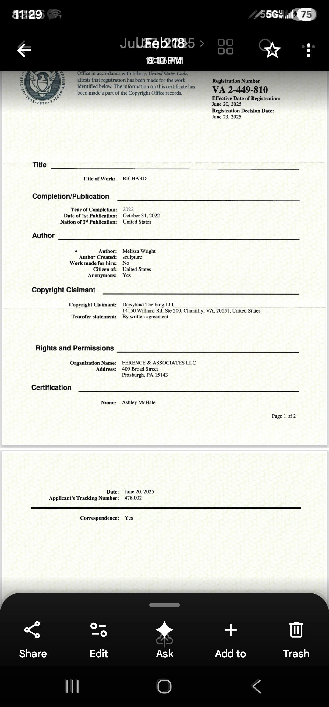 Evidence – Daisyland Richard Copyright Infringement & Shopify Policy Circumvention (VA0002449810) (Hellokikinails)