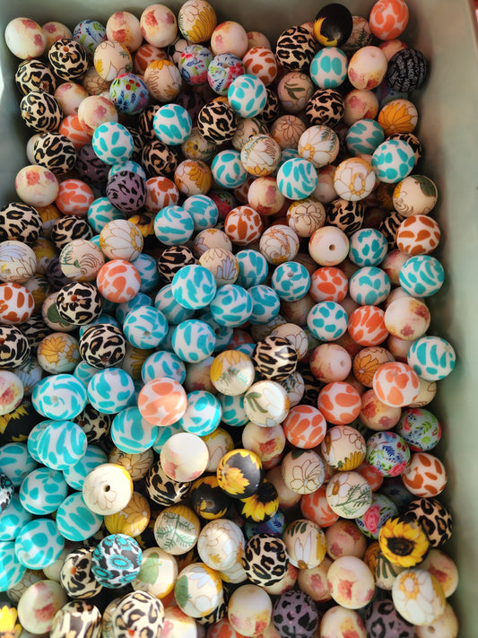 Random print beads 10 count