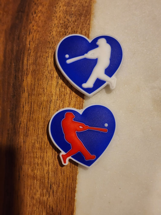 Baseball heart love focal silicone beads-A2