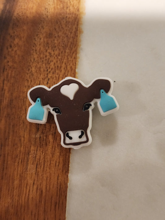 New cow design double ear tags silicone beads