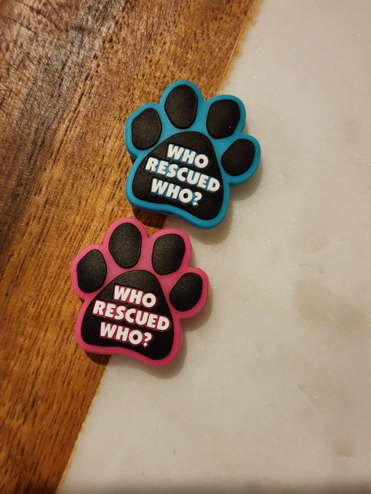 Who rescued who silicone focal bead dog paw