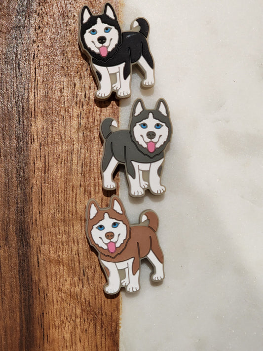 Og husky dog silicone focal bead