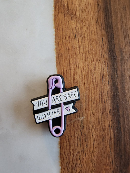 Youre safe with me safety pin custom silicone bead