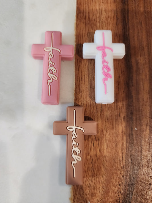 Custom copyrighted silicone focal cross beads faith new colors BIN-A