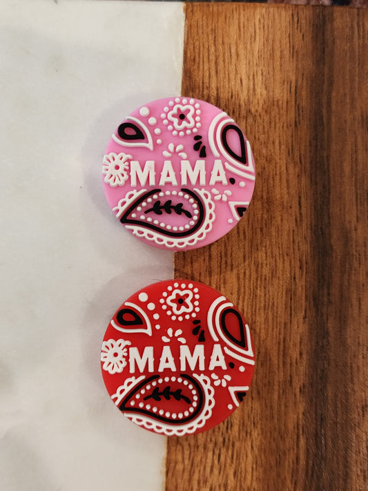 Mama style custom silicone focal beads bandana style-Bin B