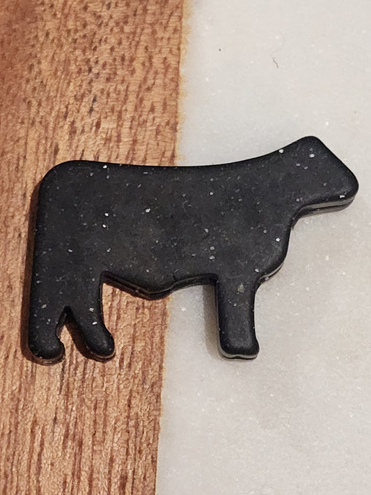 Silicone focal bead exclusive cow black glitter