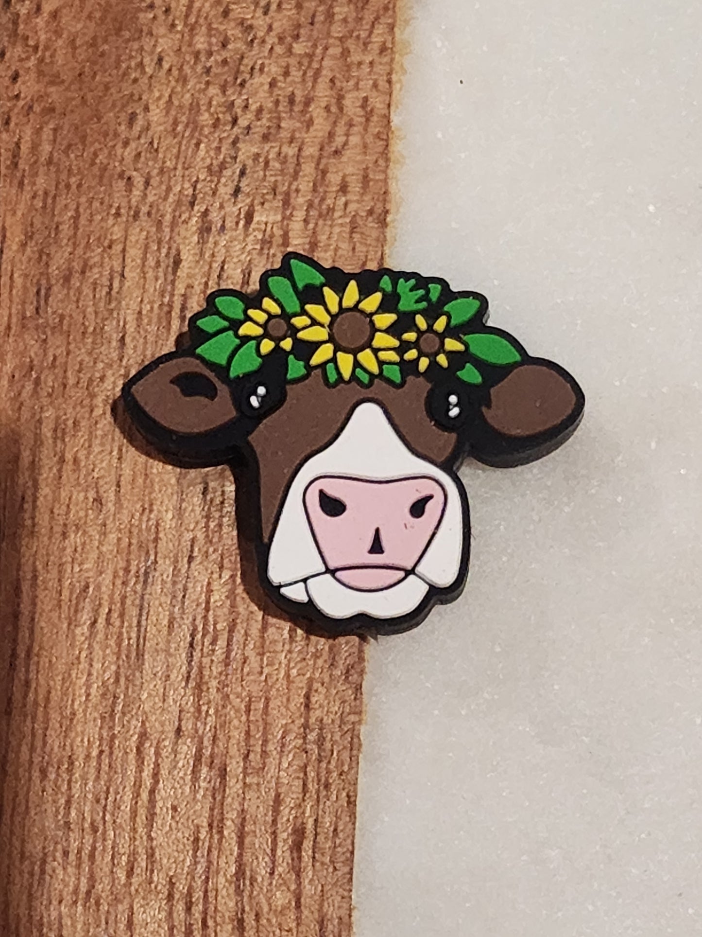 Big nose cow silicone focal bead sunflowers