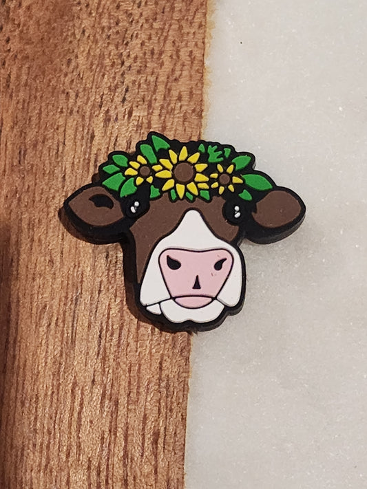 Big nose cow silicone focal bead sunflowers