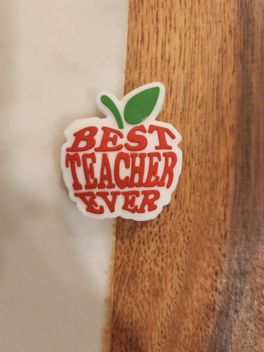 Best teacher ever apple custom silicone bead-I21