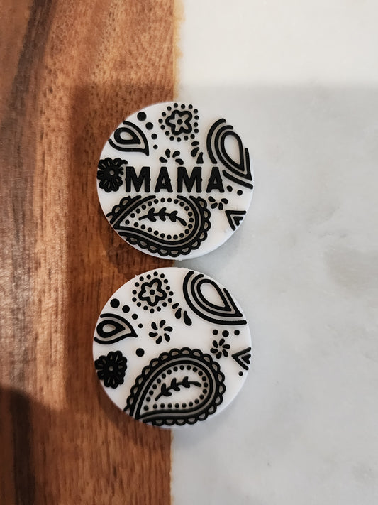 Mama Bandana Focal Bead White Silicone-A9