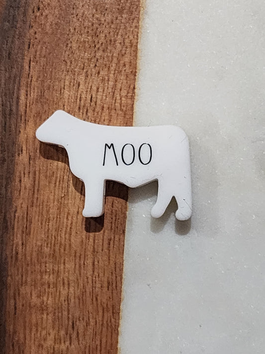 Moo printed farmhouse cow silicone focal bead