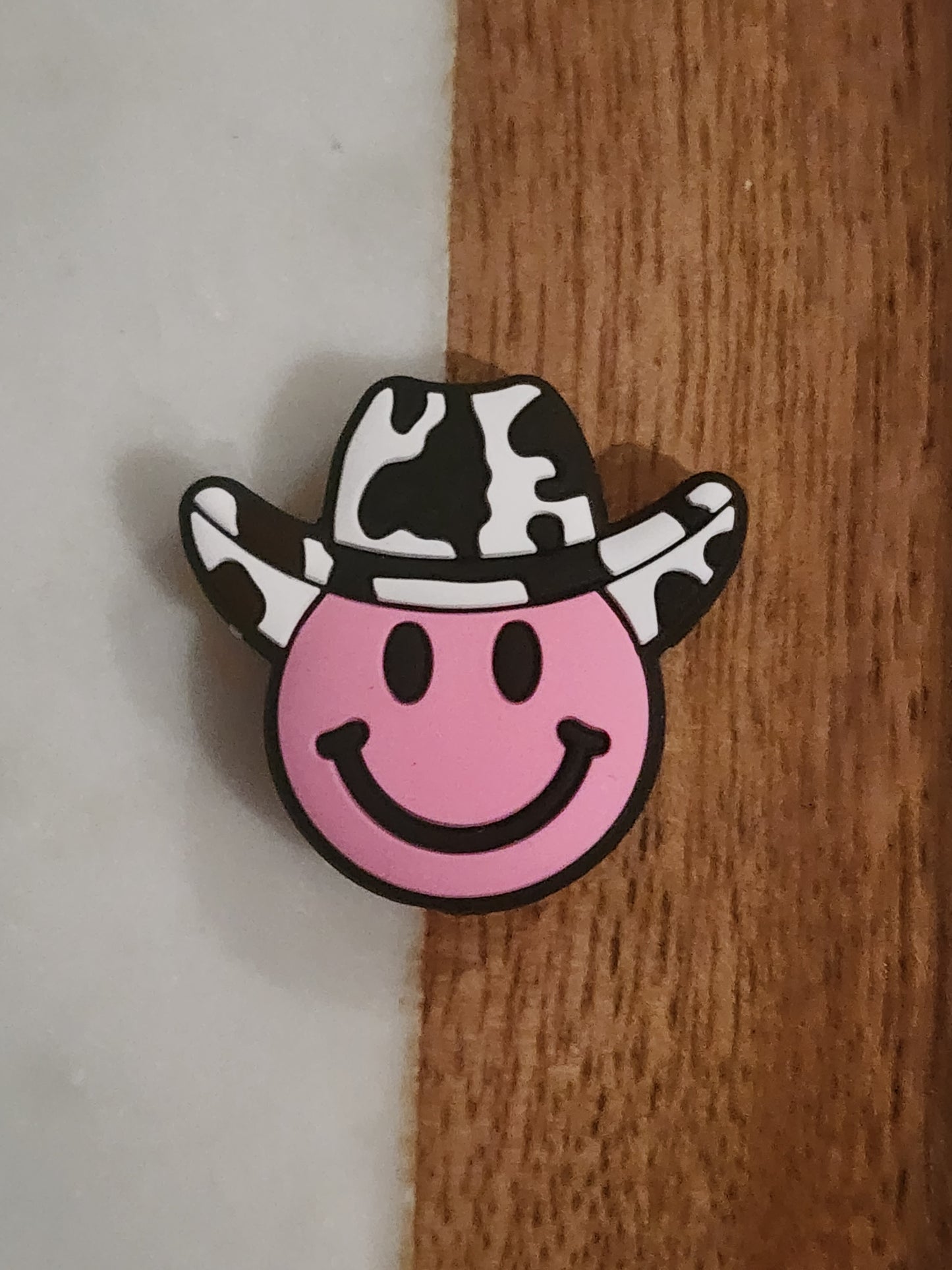 Cowboy smiley face custom silicone focal bead-D3