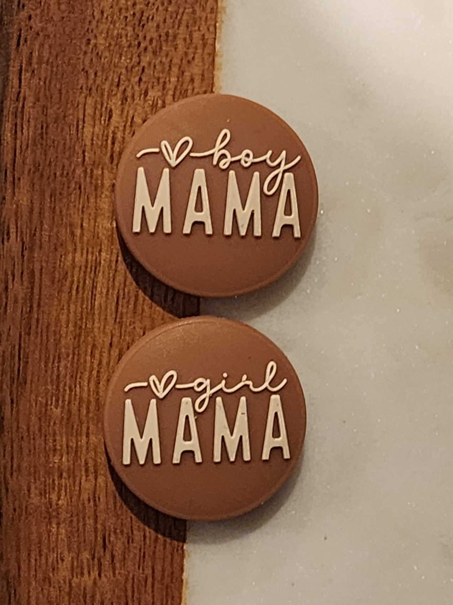 Boy mama girl mama tan silicone focal bead mom