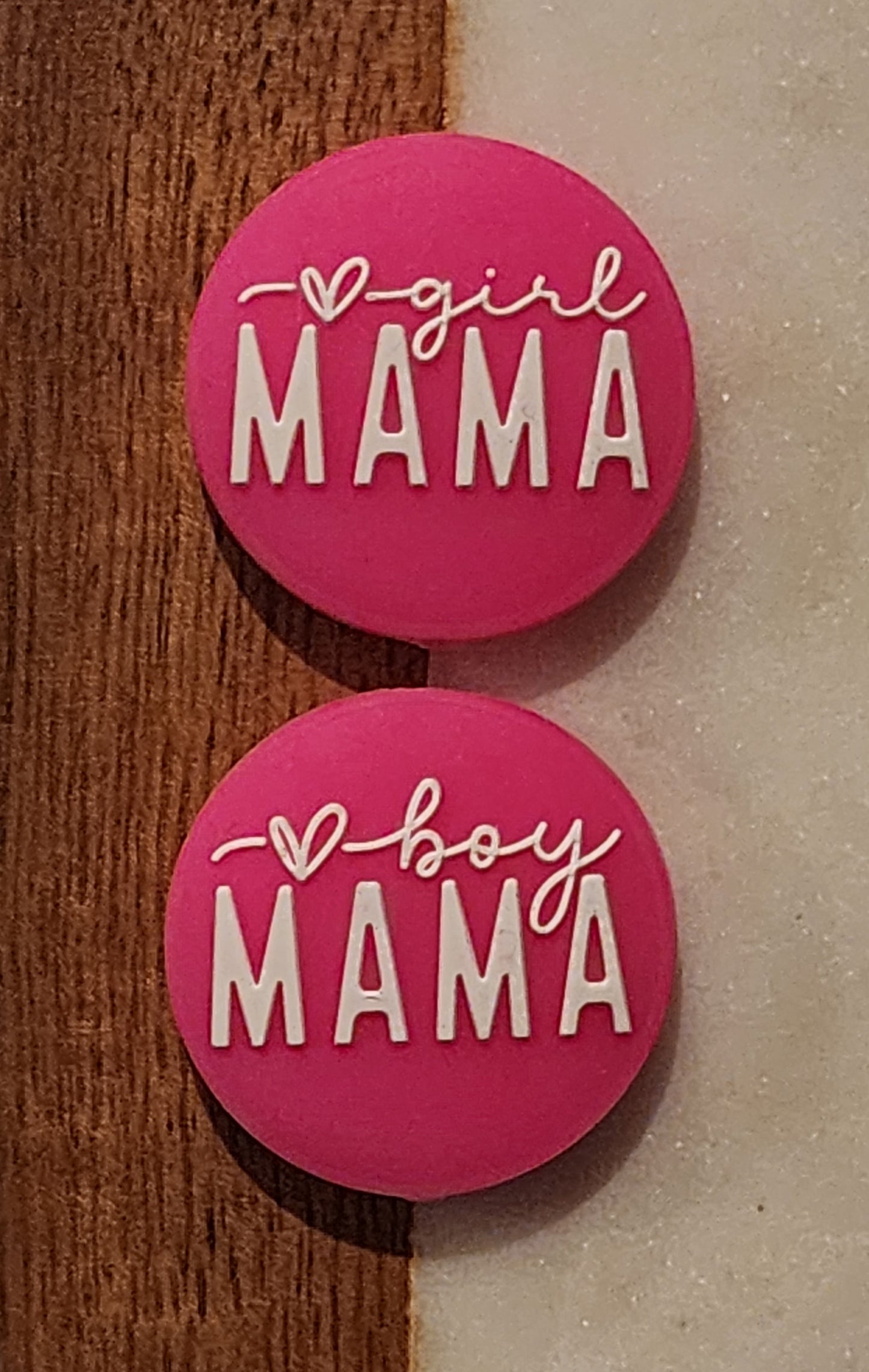 Boy mama girl mama hot pink silicone focal bead mom