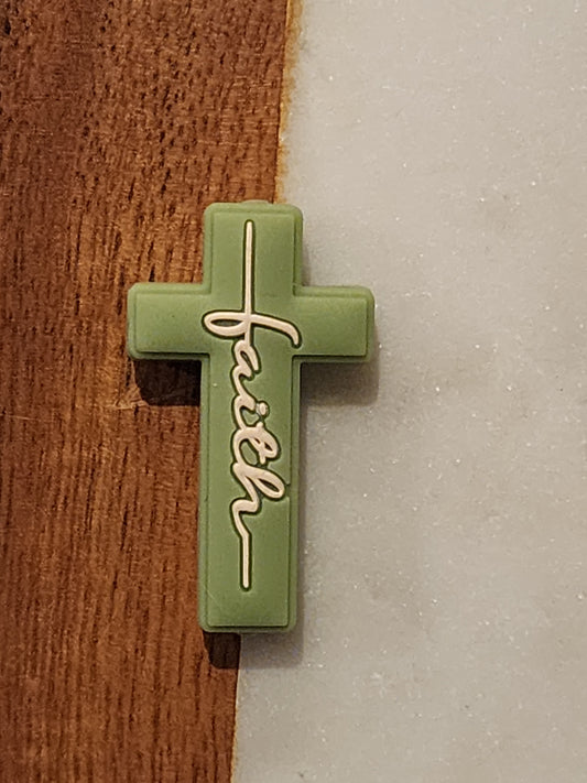 Silicone focal bead faith cross-A12