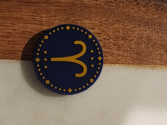 Double sided zodiac silicone focal bead