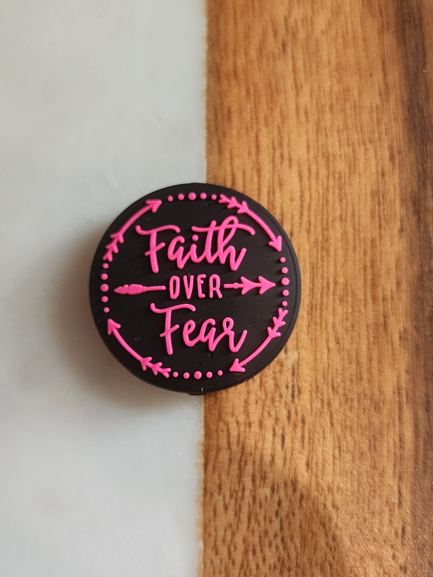 Custom silicone focal beads faith over fear