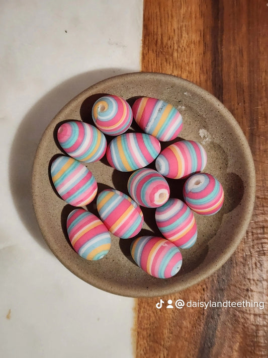 Striped eggs easter egg silicone focal beads